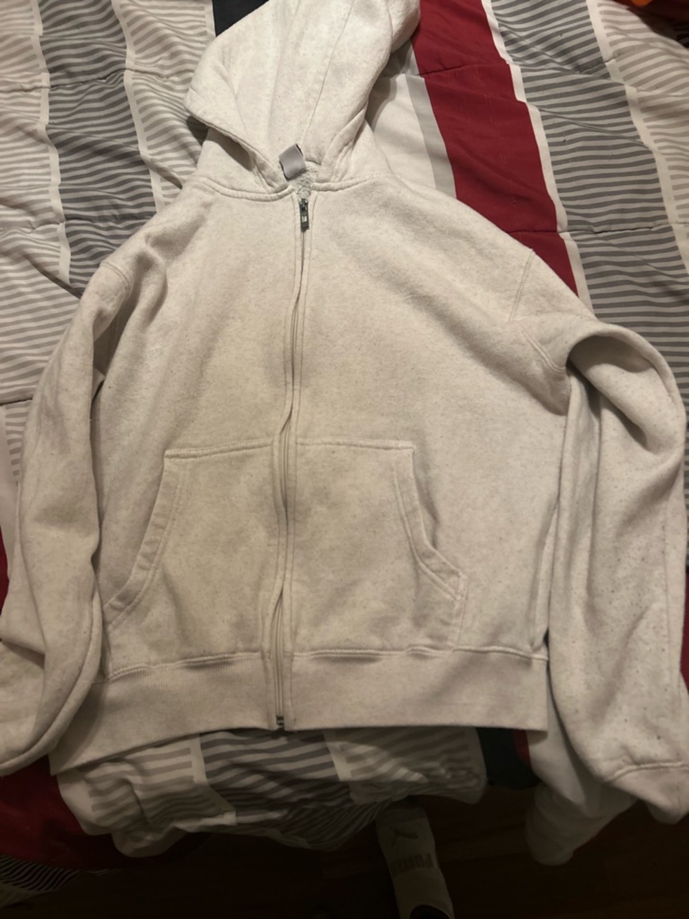 Light Heather Gray Full-Zip Hoodie with Hood
